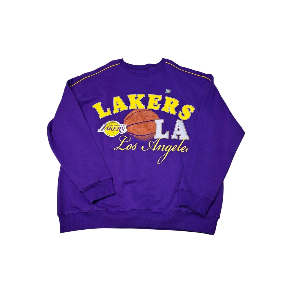 NWT NBA Los Angeles Lakers Crewneck Sweatshirt Purple Graphic Mens Large